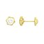 Pendientes flor con circonita blanca de oro 18k con rosca